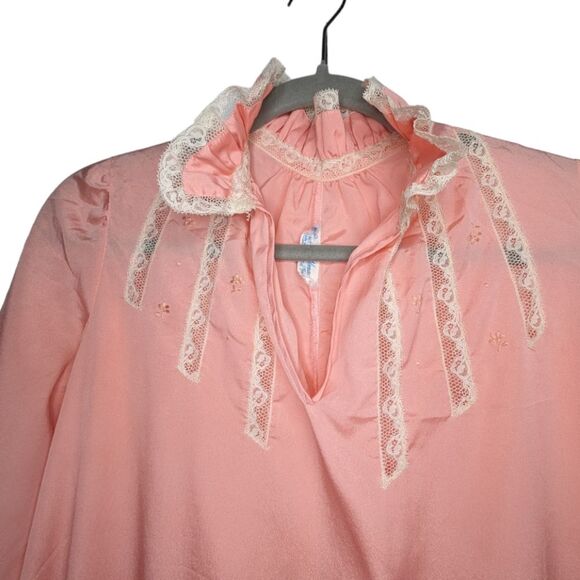 Women's Vintage Eve Stillman Lord & Taylor Peach Pink Lace Nightgown - Picture 4 of 9